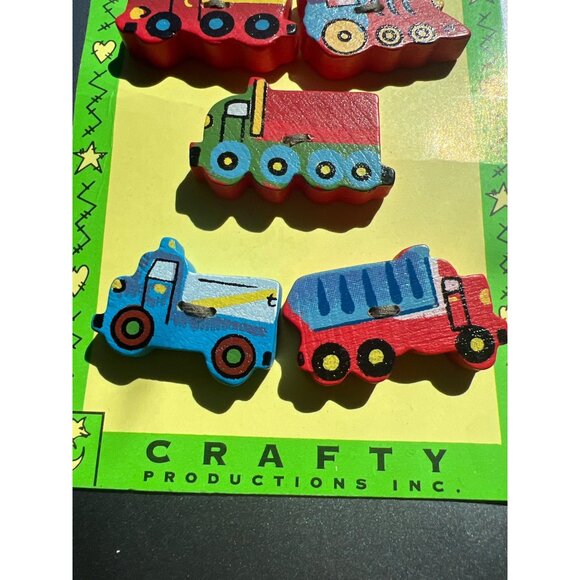 Crafty Productions Wooden Decorative Truck Buttons Set Of 5 New on Car - Picture 2 of 4